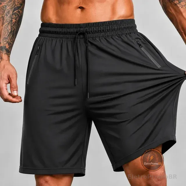 Shorts Esportivo Masculino Slim Fit Com Elastano Poliamida