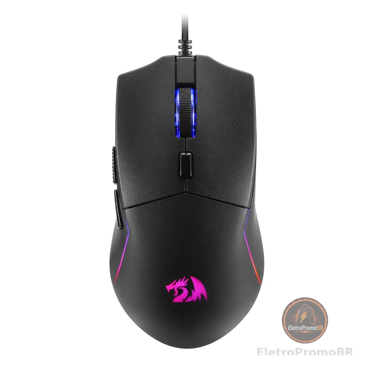 Mouse Gamer Redragon Naga Preto RGB 10000DPI 6 Botões Programáveis 82g M730-RGB | 6 botões programáveis, vibração RGB dinâmica, suporte de software para PC, computador, Windows, Mac, laptop
