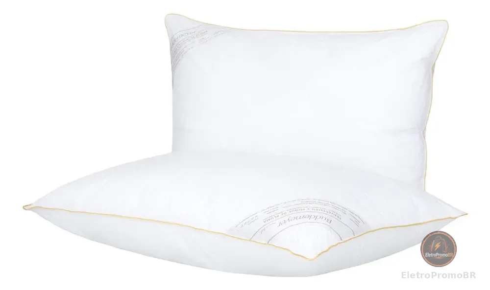 Kit Travesseiro 50x70cm Buddemeyer Toque de Pluma Algodão Branco 2 peças