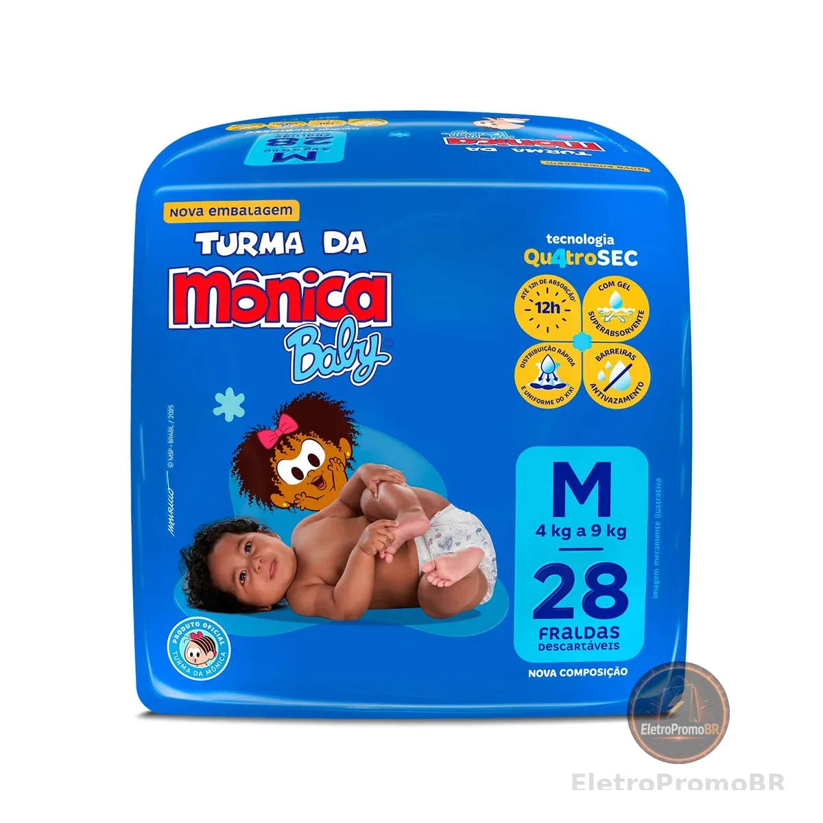 Fralda Turma da Mônica Baby Jumbo M 28 Unidades
