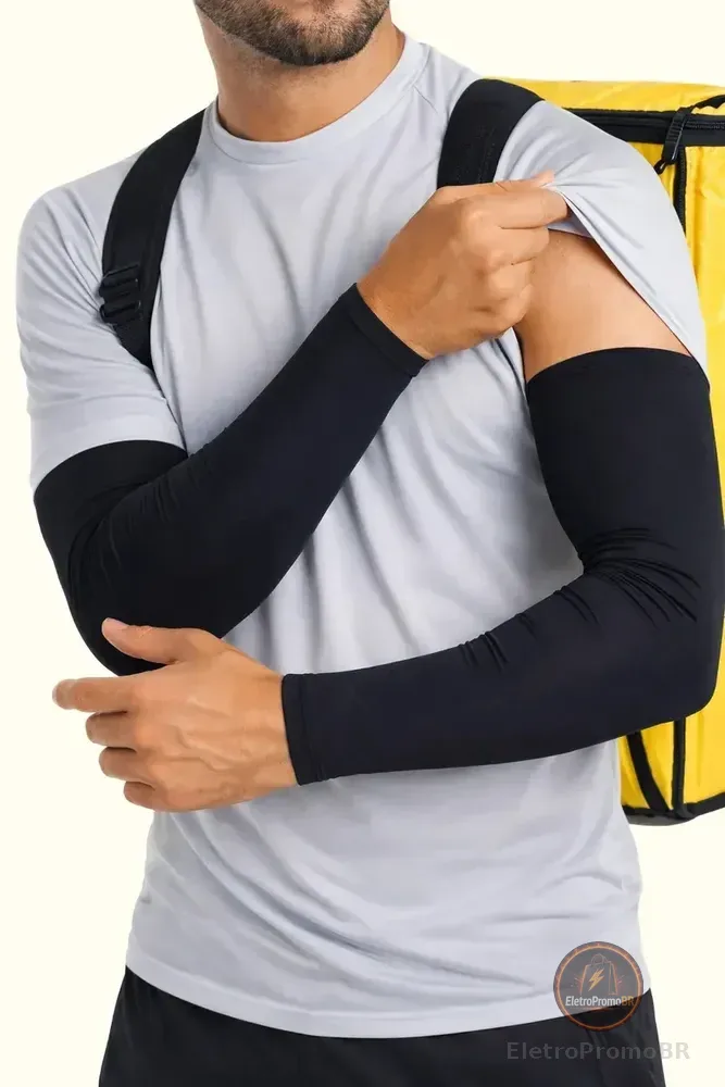 Manguito Braço Proteção Solar Uv50+ Moto Manga Ciclismo Bike Unico Preto