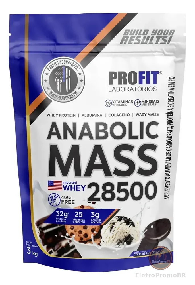 Hipercalórico Anabolic Mass 28500 3kg Profit Labs Cookies And Cream