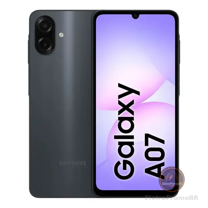 Celular Samsung Galaxy A07 128gb, 4gb, Câmera 50mp, Tela 6.7 , Proteção Ip54, Processador 6nm - Preto