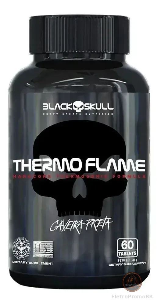 Thermo Flame Termogenico 60 Cáps Emagrecimento Black Skull Sem Sabor