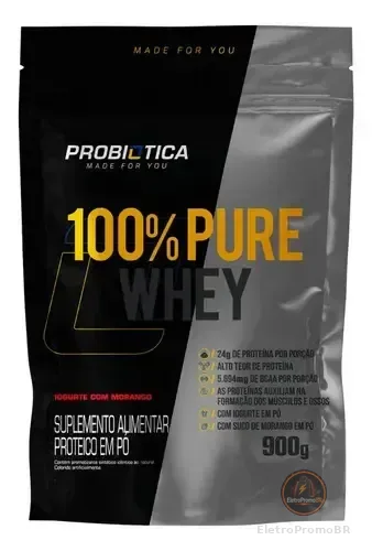 Whey Protein 100% Probiotica Iogurte Com Morango Refil 900g Iogurte Com Morango