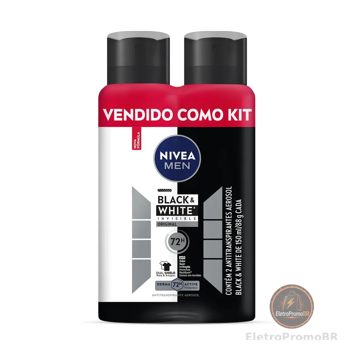 Kit NIVEA Desodorante Aerosol Men Black&White Invisible - 2 unidades