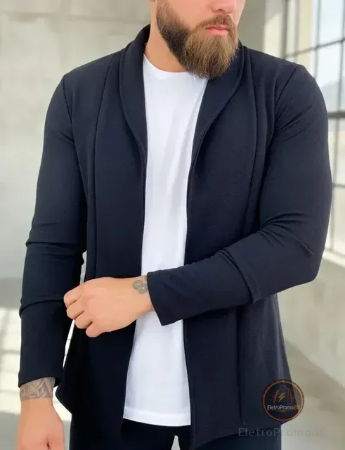 Cardigan Masculino Slim Fit Casual Casaco Sueter Manga Longa