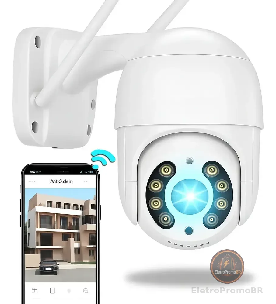 Câmera Ip A8 App Icsee Infravermelho Prova D'água Externa Wifi Hd Cor Branco