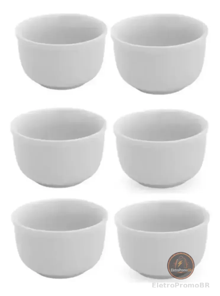 Kit 6 Cumbuca Bowl Porcelana Tigela Açaí Caldos Sopas 470ml Branco