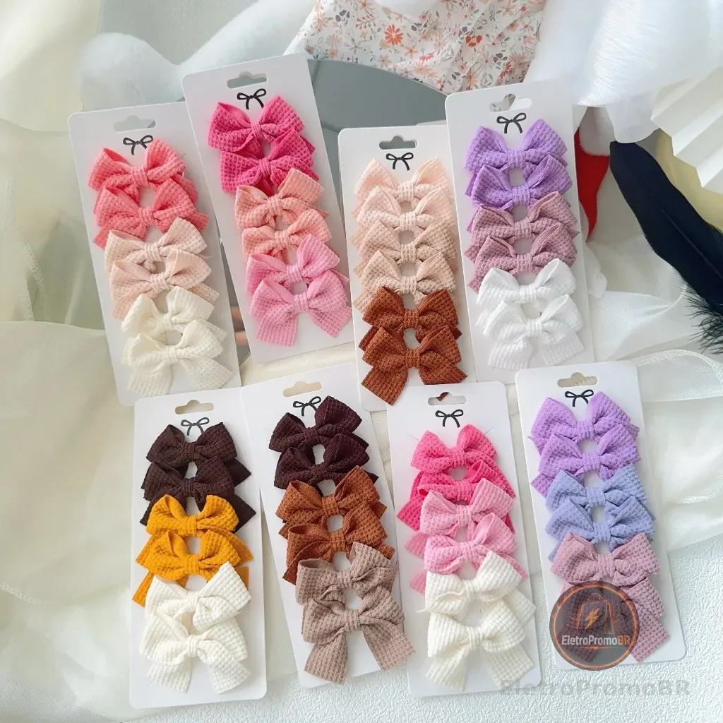 Kit 6 PRENDEDORES LAÇOS Clipes de Cabelo para Meninas Headwear Acessórios Feitos à Mão