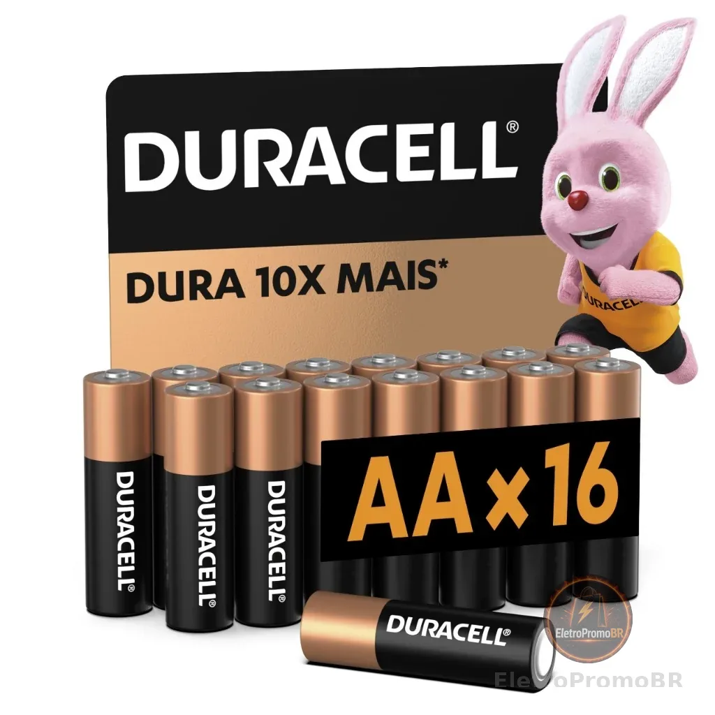 Pilha Alcalina AA Pequena Duracell Com 16 Unidades