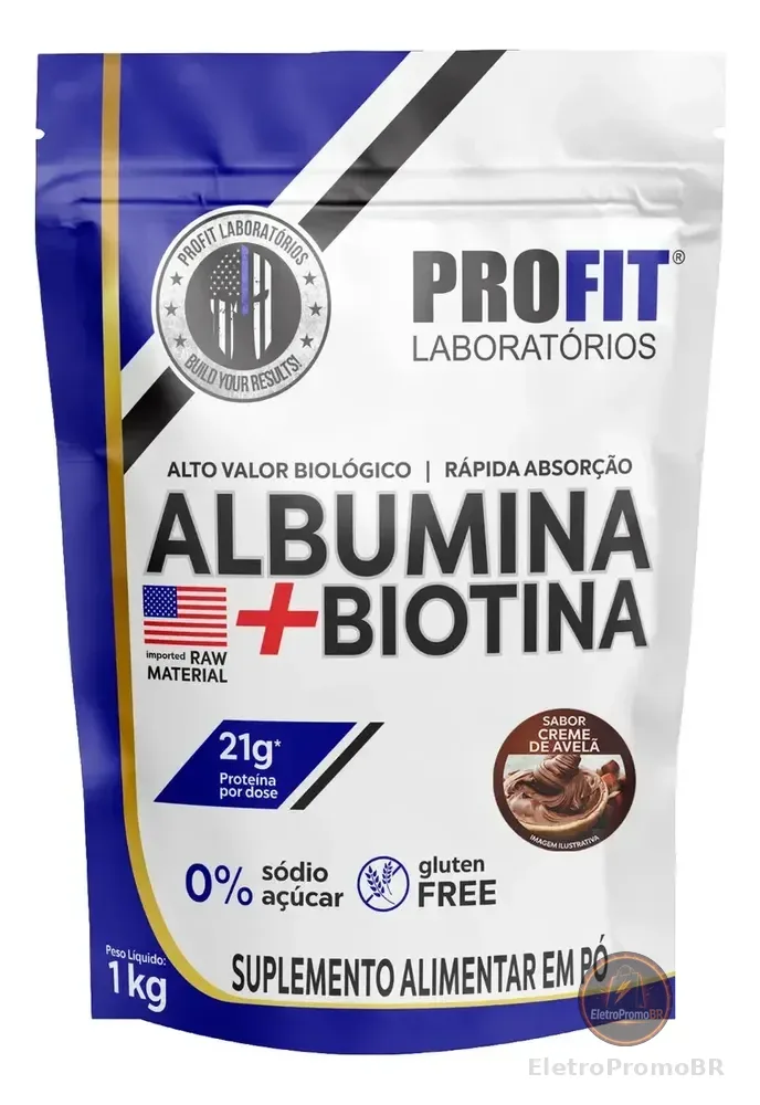Suplemento Em Pó Profit Labs Albúmina Sabor Creme de Avelã Em Refil De 1000g