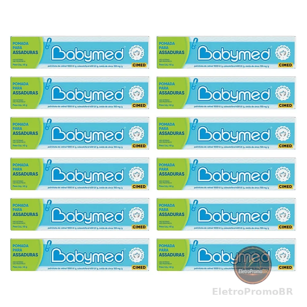 Kit 12 Pomadas Para Prevenção De Assaduras Babymed Azul 45g