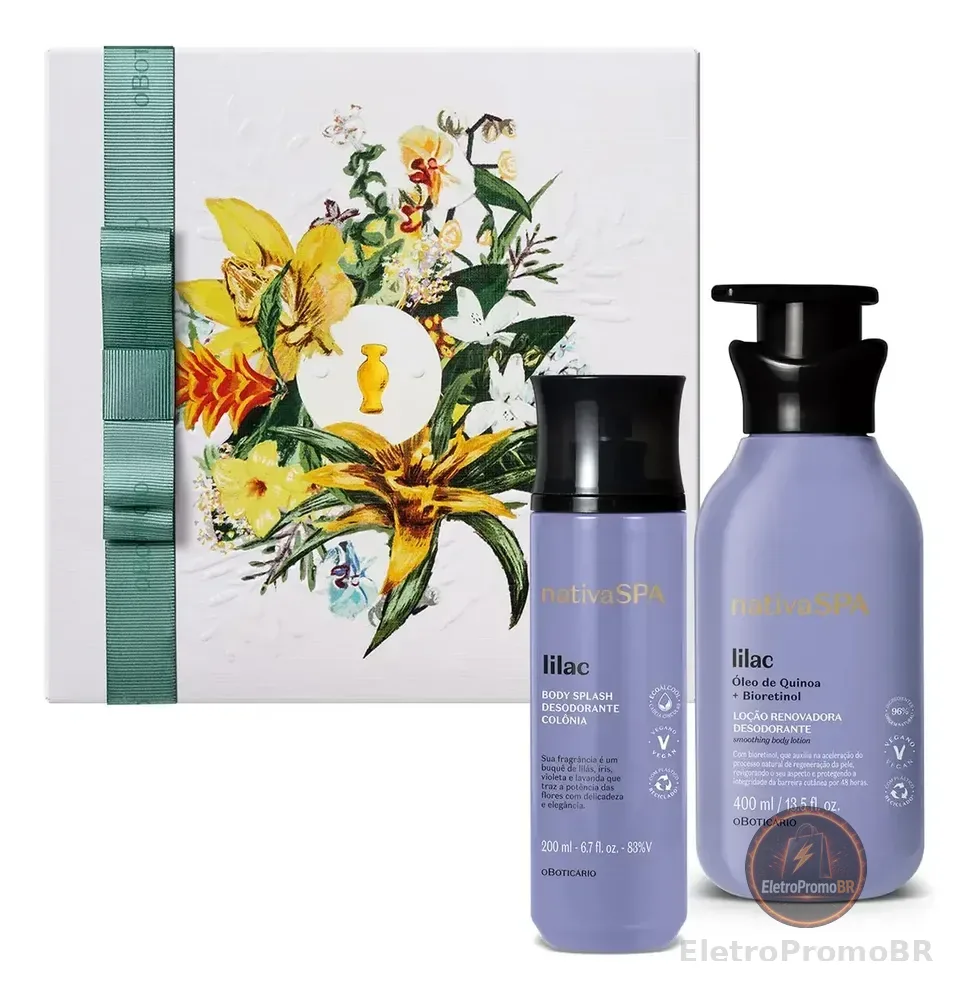 Combo Presente Dia Das Mães Nativa Spa Lilac: Loção Corporal 400ml + Body Splash 200ml