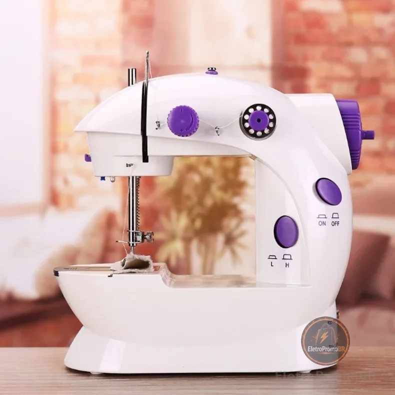 Mini Maquina De Costura Elétrica Bivolt  + Pedal Portátil