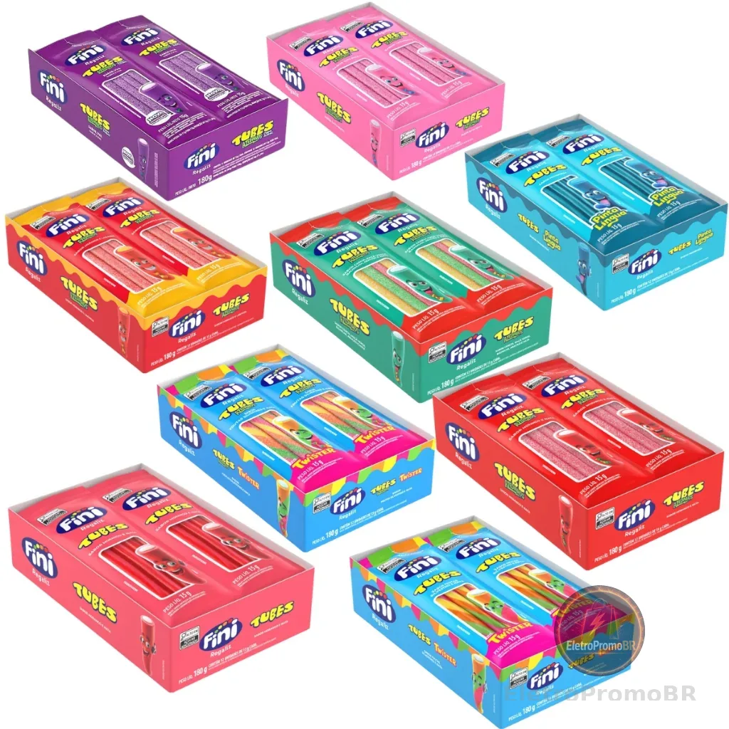 Balas De Gelatinas Tubes 15gr C/12 Unidades Fini