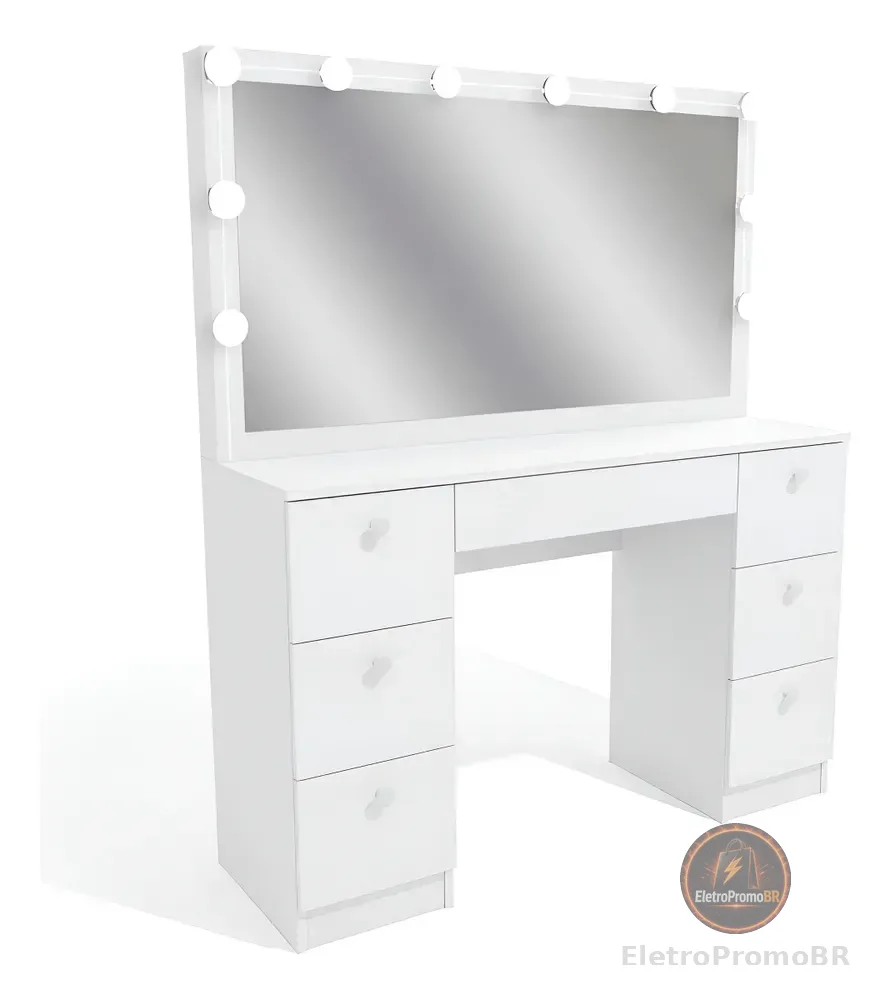 Penteadeira Ditália Pe80 com Kit Luz Branco Cor Branco