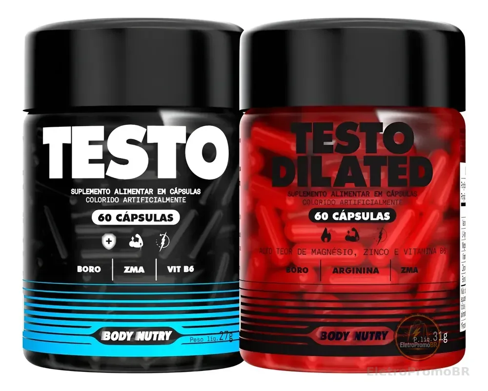 Kit Pré Hormonal 1x Testo + 1x Dilated 60 Cáps Vit Minerais Sem Sabor