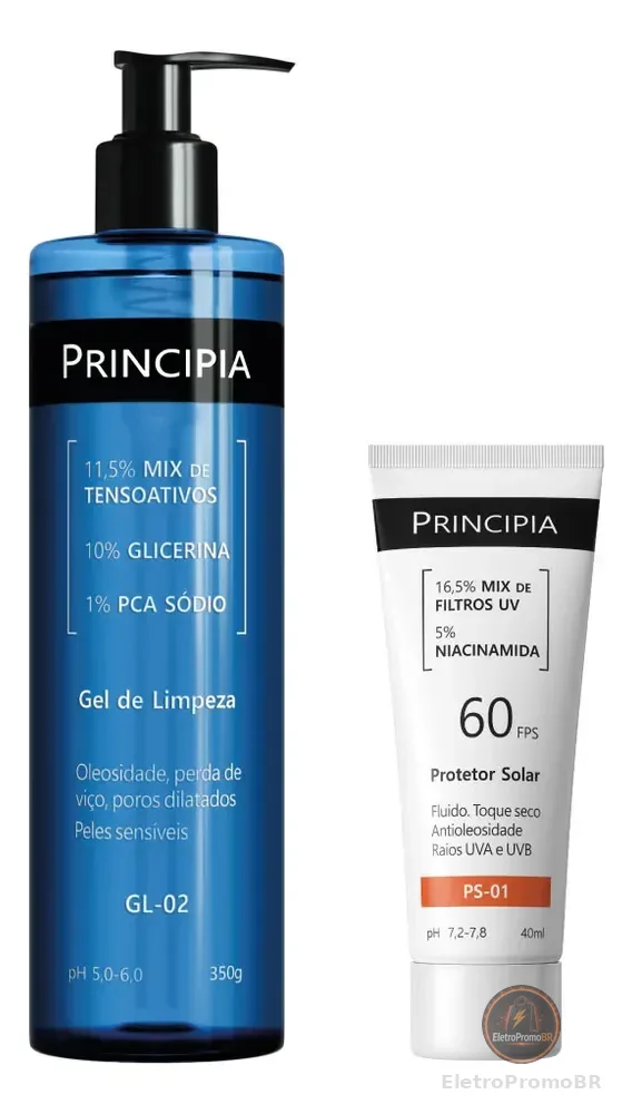 Principia Kit Gel De Limpeza Gl-02 + Protetor Solar Fps 60 Todo Tipo De Pele Dia/noite
