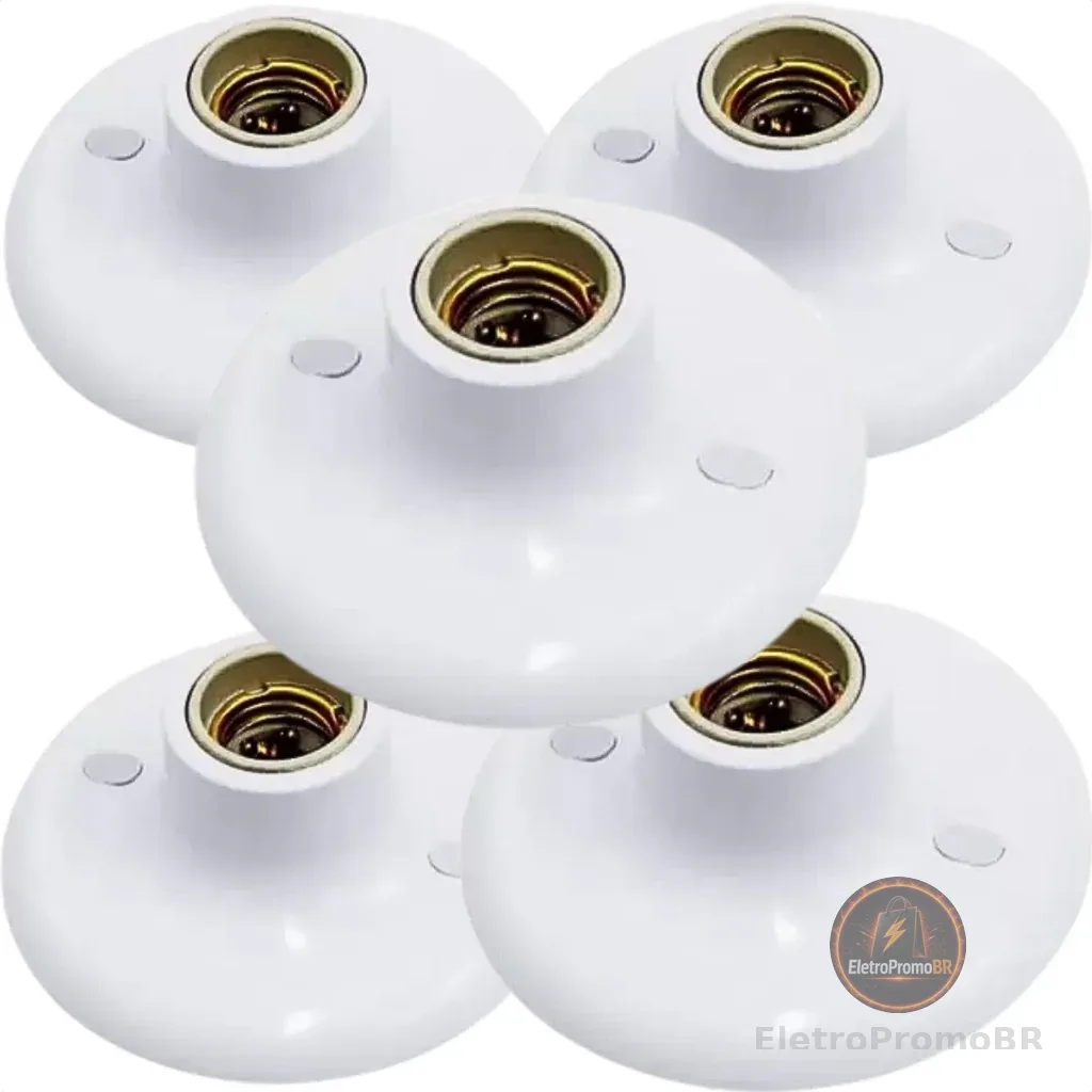 Kit 5 Pçs Plafonier Plafon Soquete Porcelana E27 100w Branco