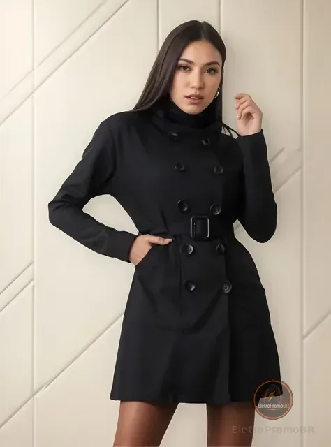 Sobretudo Casaco Feminino Com 10 Botoes