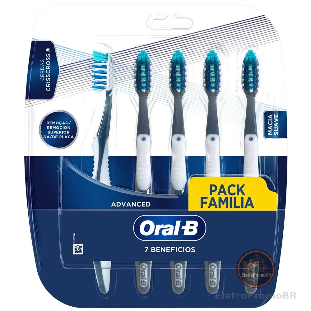 Oral-B Escova de Dente 7 Benefícios, Limpeza Suave e Profunda, 5 Unidades