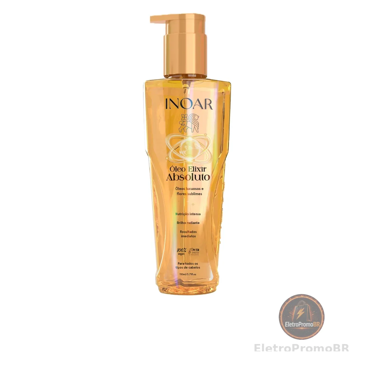 Inoar, Absoluto, Óleo Elixir Capilar, Brilho Radiante e Nutrição Intensa, Blend de Óleos Luxuosos, Para Todos os Tipos de Cabelo, 110ml