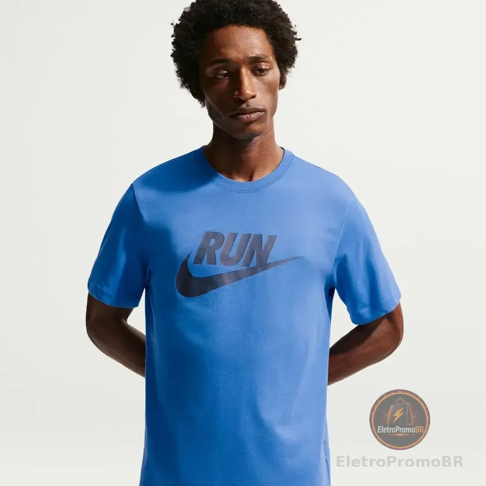 Camiseta Dri-fit Nike Run Swoosh Masculina Azul/preto P