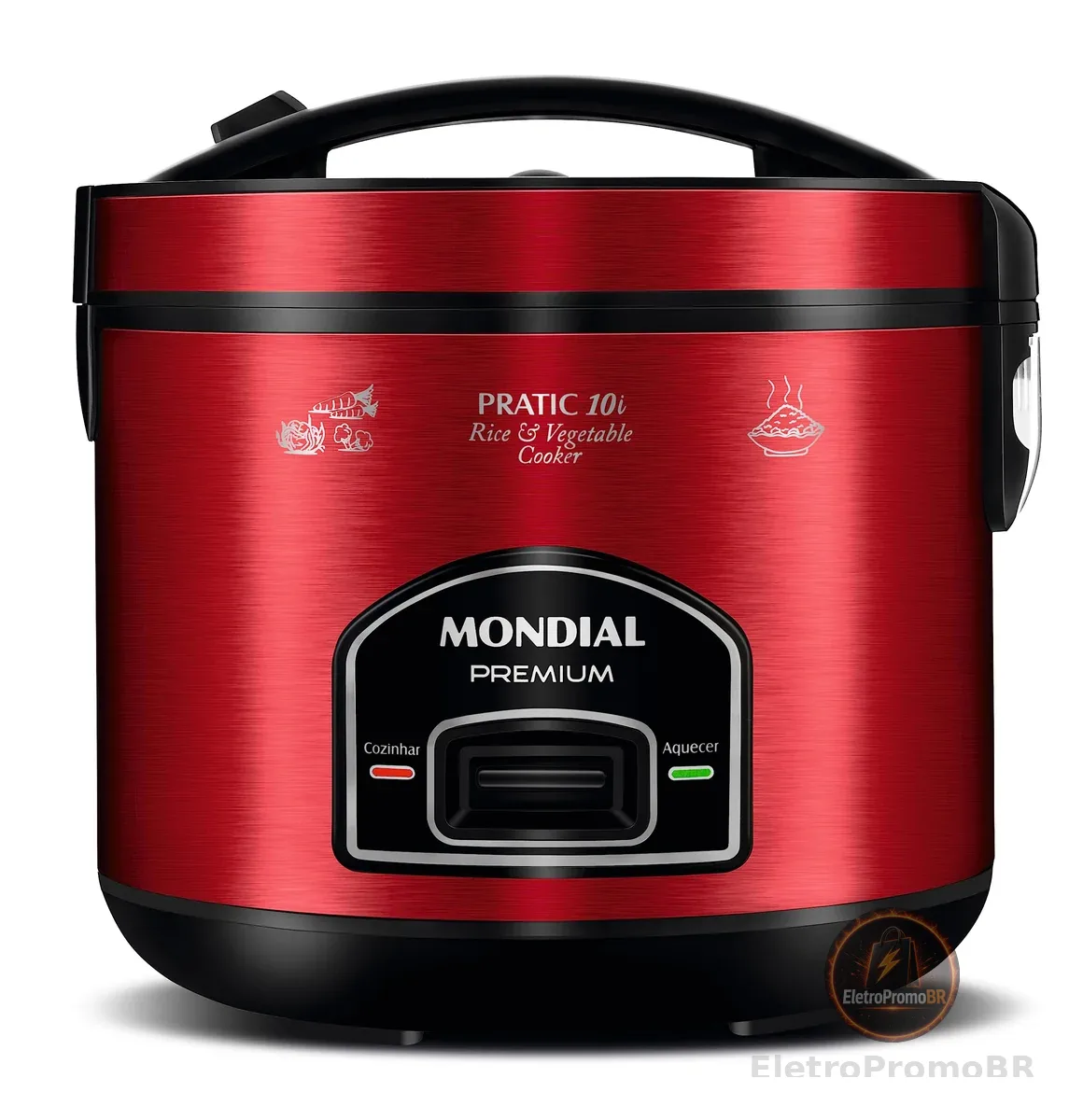 MONDIAL Panela Elétrica de Arroz, Vermelho/Inox, 700W, 220V - PE-46-10X