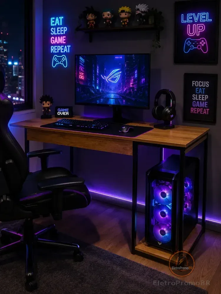 Escrivaninha Gamer Mesa Para Computador Com Suporte Para Cpu Nature