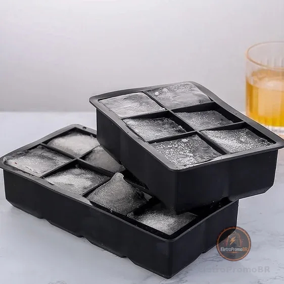 Kit 2 Forma De Silicone Gelo Cubo Grande Cubos Drink Whisky