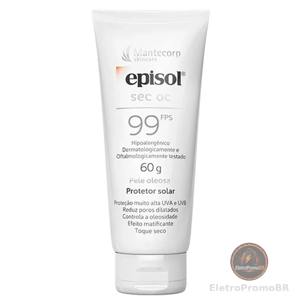 Protetor Solar Facial Episol Sec Oc Fps 99 – 60g – Proteção Solar e Controle do Brilho – Para Peles Oleosas - Mantecorp