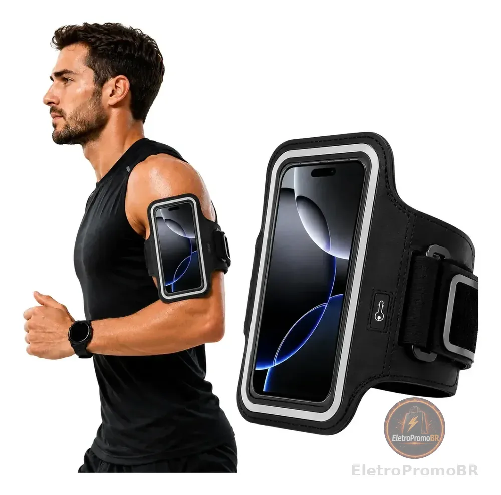 Braçadeira Suporte Braço Celular Treino Corrida Esportiva Braçadeira Preta