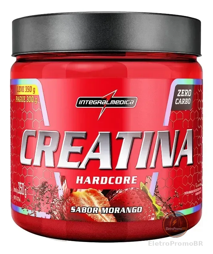 Creatina Hardcore Com Sabor 350g - Integralmedica Sabor Morango