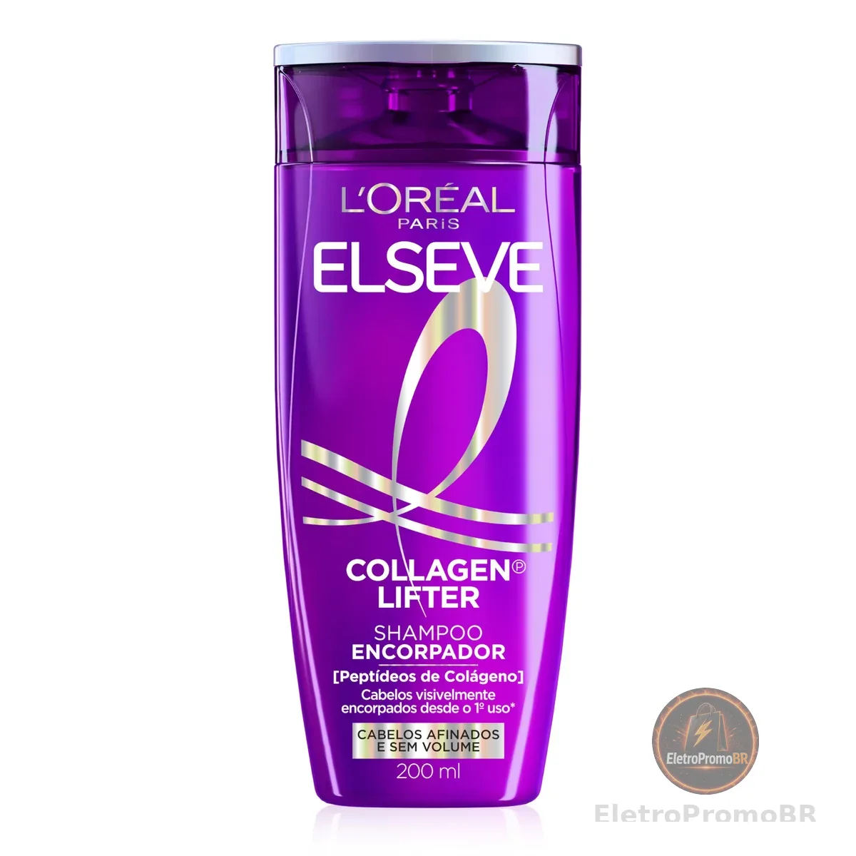 L'Oréal Paris Elseve Collagen Lifter Shampoo Encorpador para Cabelos Finos e Sem Volume, Reconstrói Massa Capilar e Amplifica Volume com Colágeno Vegetal 200ml
