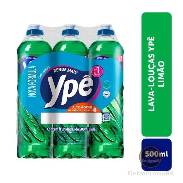 Detergente Ypê Limão 500ml Com 6 Unidades