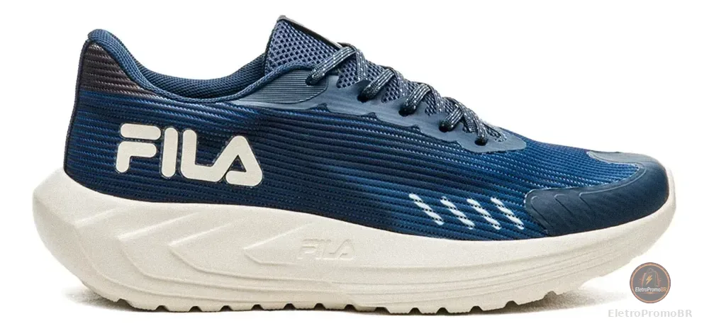 Tênis Fila Sprint Masculino Esportivo Caminhada Confortável Azul Marinho/branco Liso 41 Br