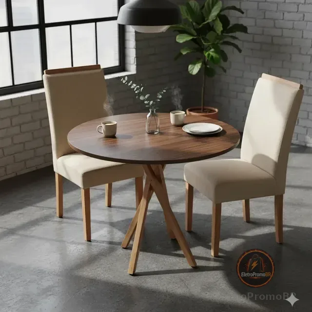 Mesa Jantar Redonda G&d Madeira 80cm Industrial