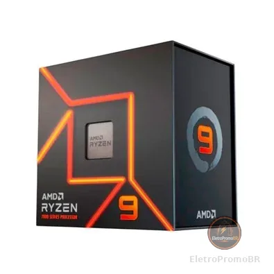 Processador AMD Ryzen 9 7900, 3.7GHz (5.4GHz Max Turbo), Cache 76MB, 12 Núcleos, 24 Threads, AM5, Com Vídeo Integrado - 100-100000590WOF