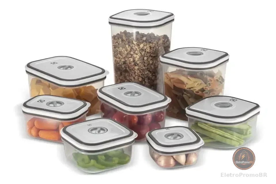 Kit Potes Plásticos Transparente com Tampa Branca 8 Unidades Electrolux