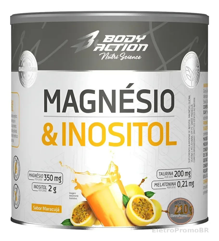 Magnésio E Inositol Taurina Melatonina 210g Sabor Maracujá Maracujá