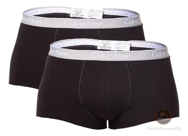 Kit 2 Cuecas Boxer Masculinas Elástico Calvin Klein Preto G