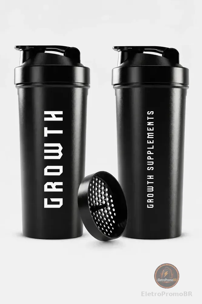 Coqueteleira Shaker Academia 600ml Growth Supplements Preto