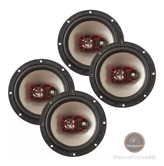 Kit 4 Alto Auto Falantes Bravox B3x60x 6 Polegadas Boca 6x6 Cor Preto e Vermelho