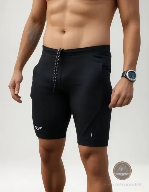 Bermuda De Compressão   Masculina Com Bolso Corrida