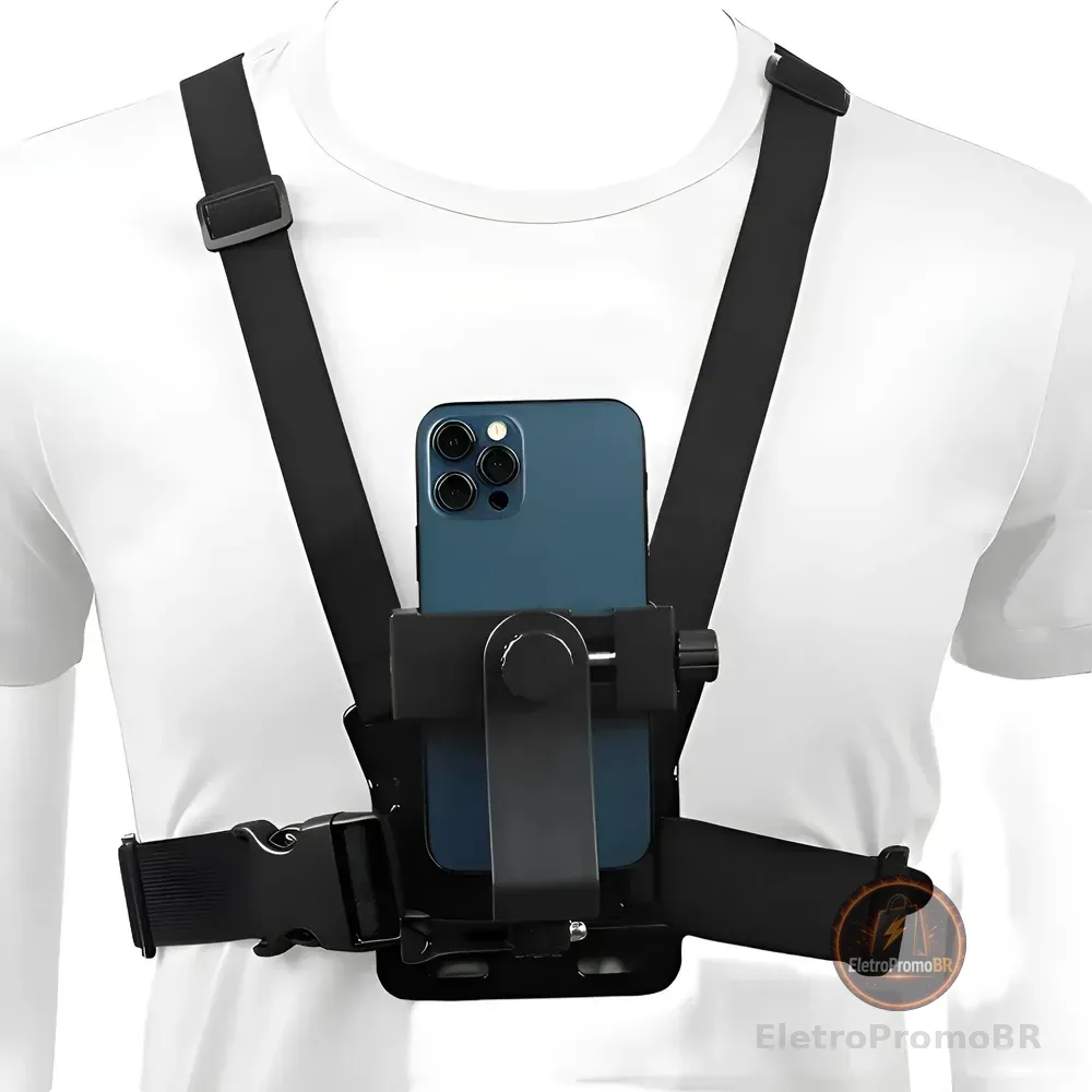 Suporte Peitoral Celular Gopro Sjcam Dji Action 4k Ultra Hd Preto