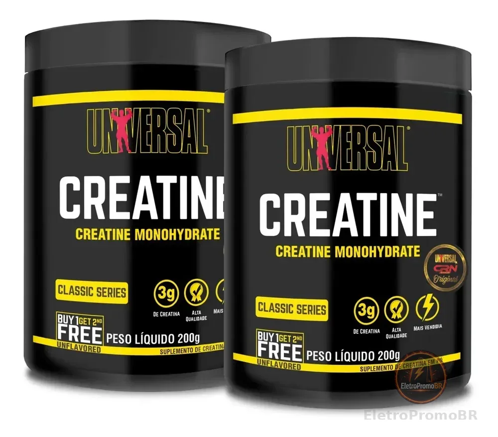 Pack 2 Suplementos em Pó Universal Creatine Monohydrate em Pote de 200g Cada