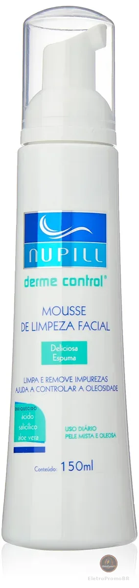 Nupill Mousse De Limpeza Facial Derme Control 150Ml Branco