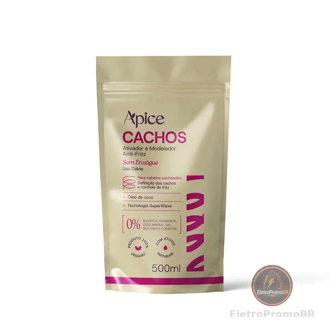 APSE Ativador e Modelador de Cachos Anti-Frizz Essence Cachos Refil Econômico | Definição e Brilho | 500ml