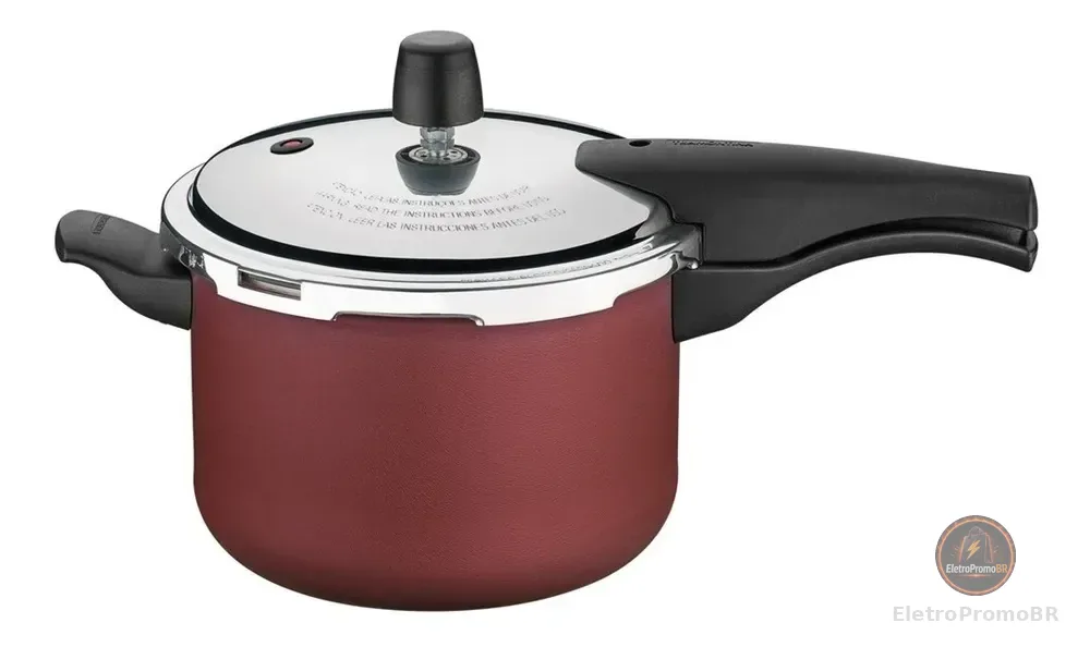 Panela De Pressão 20 Cm 4,5l Tramontina Alumínio Cor Vermelho